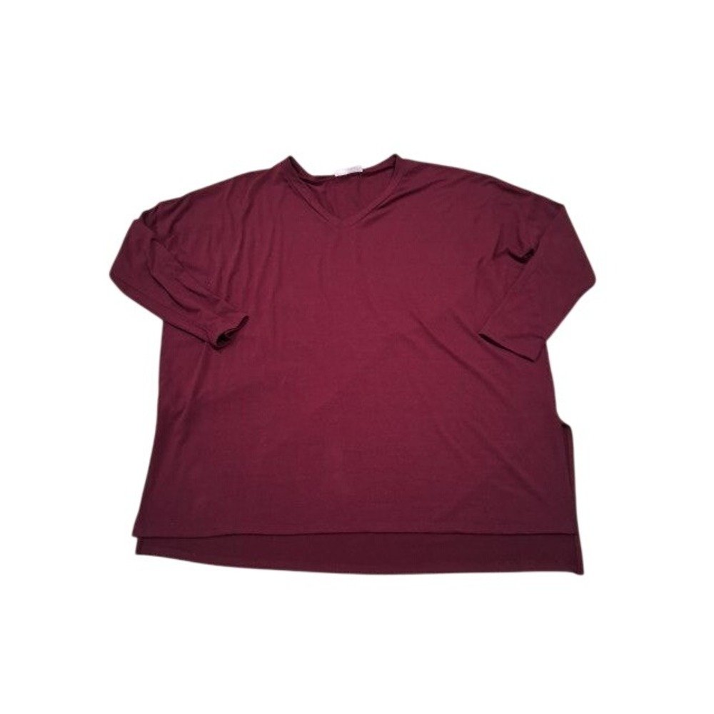Zenana Women Burgundy V-Neck Long Sleeve Oversized Tunic Top Size L-Sooo Comfy!